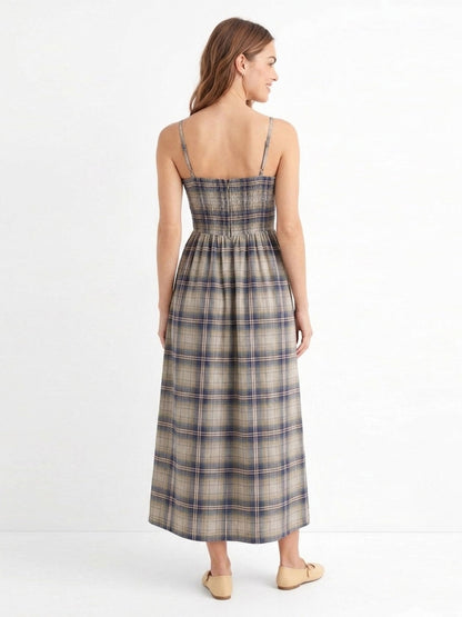 Smocked Olive Strappy Dress