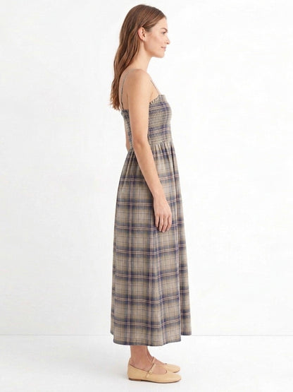 Smocked Olive Strappy Dress