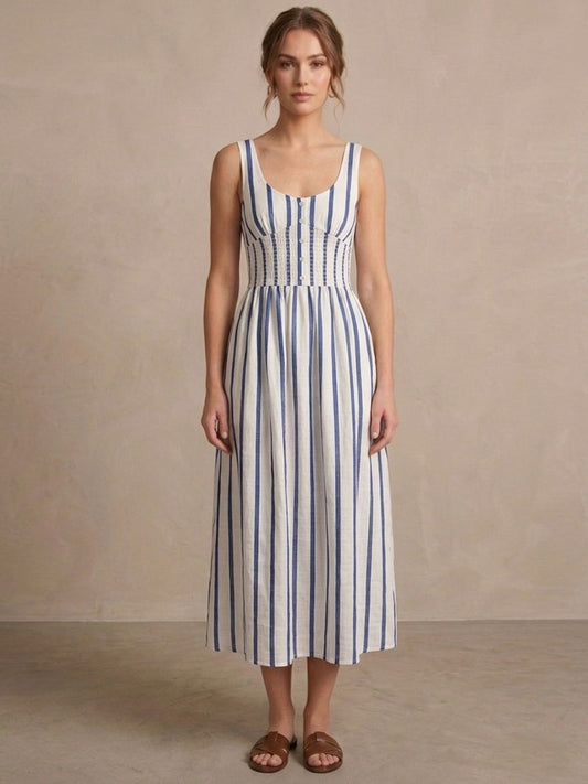 Cotton Stripe Long Dress