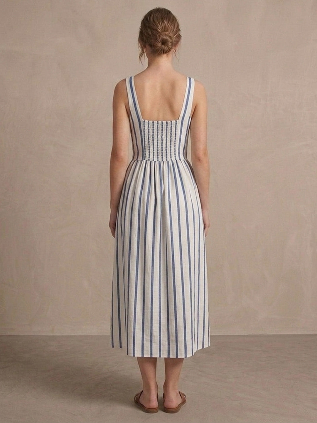 Cotton Stripe Long Dress