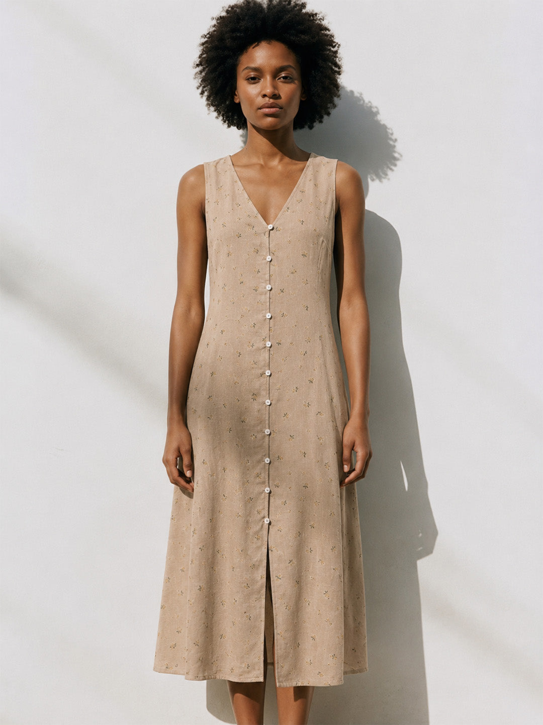 Sleeveless Beige Dress