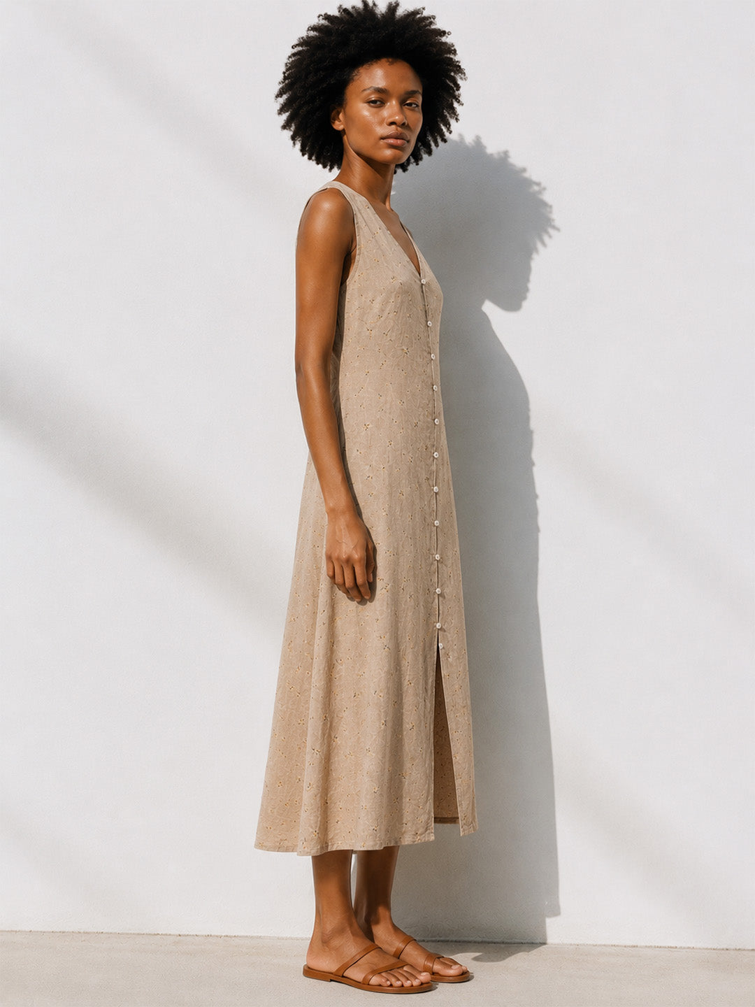 Sleeveless Beige Dress