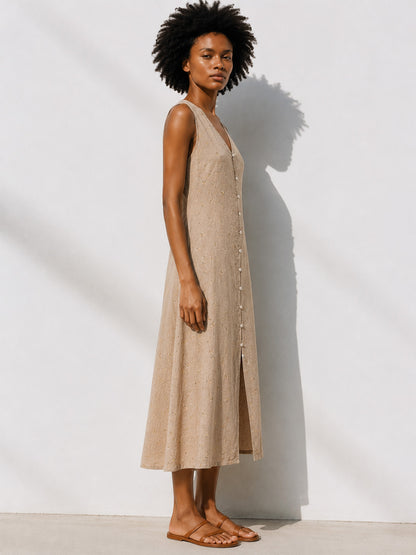 Sleeveless Beige Dress
