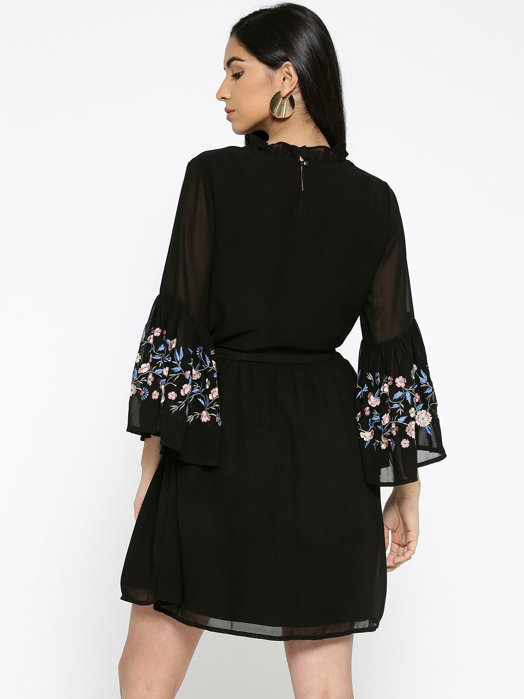 Embroidered Bell Sleeves Dress