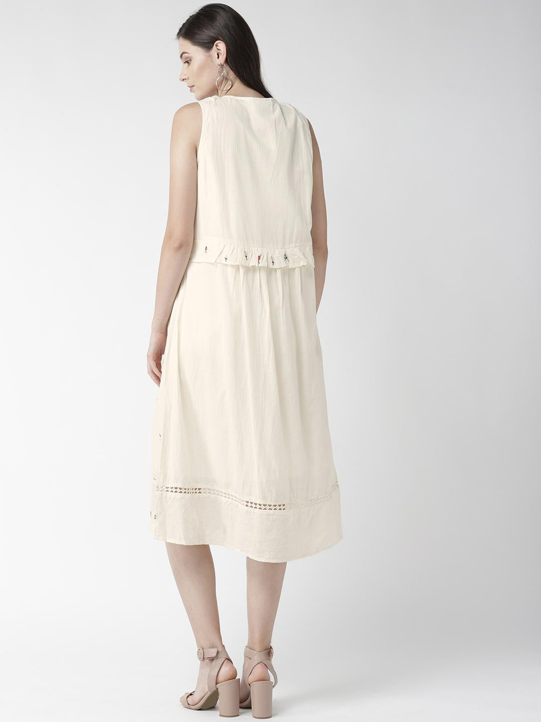 Cotton Sleeveless Embroidered Dress