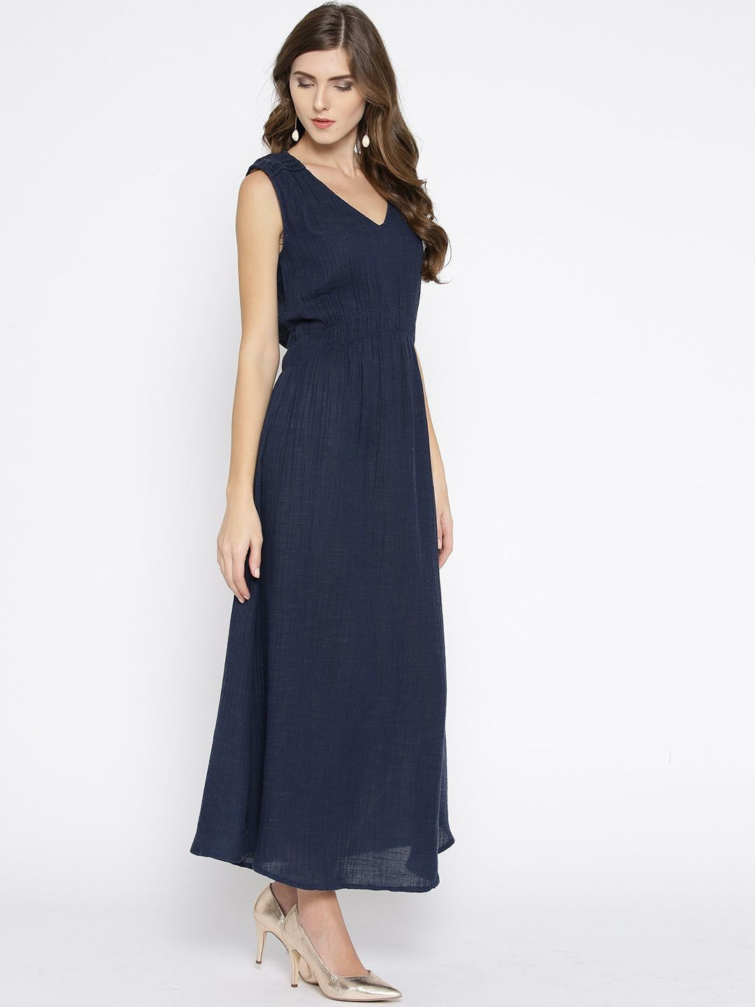 Sleeveless Navy Blue Maxi Dress