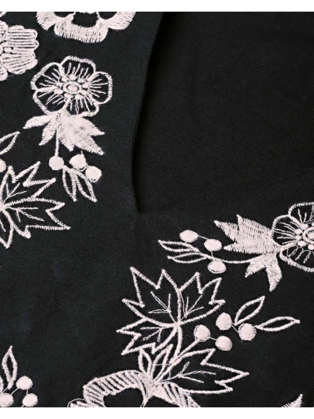 Embroidered Cotton Black Dress