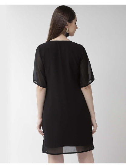Embellished A-line Black Dress