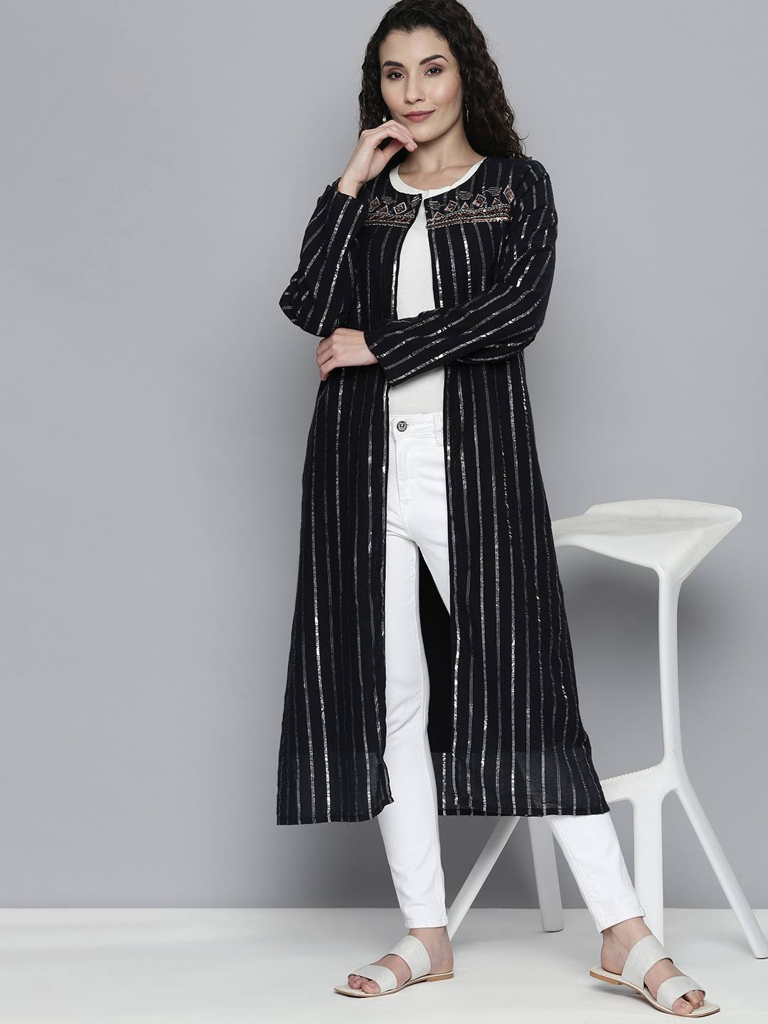 Embellished Stripe Long Shrug