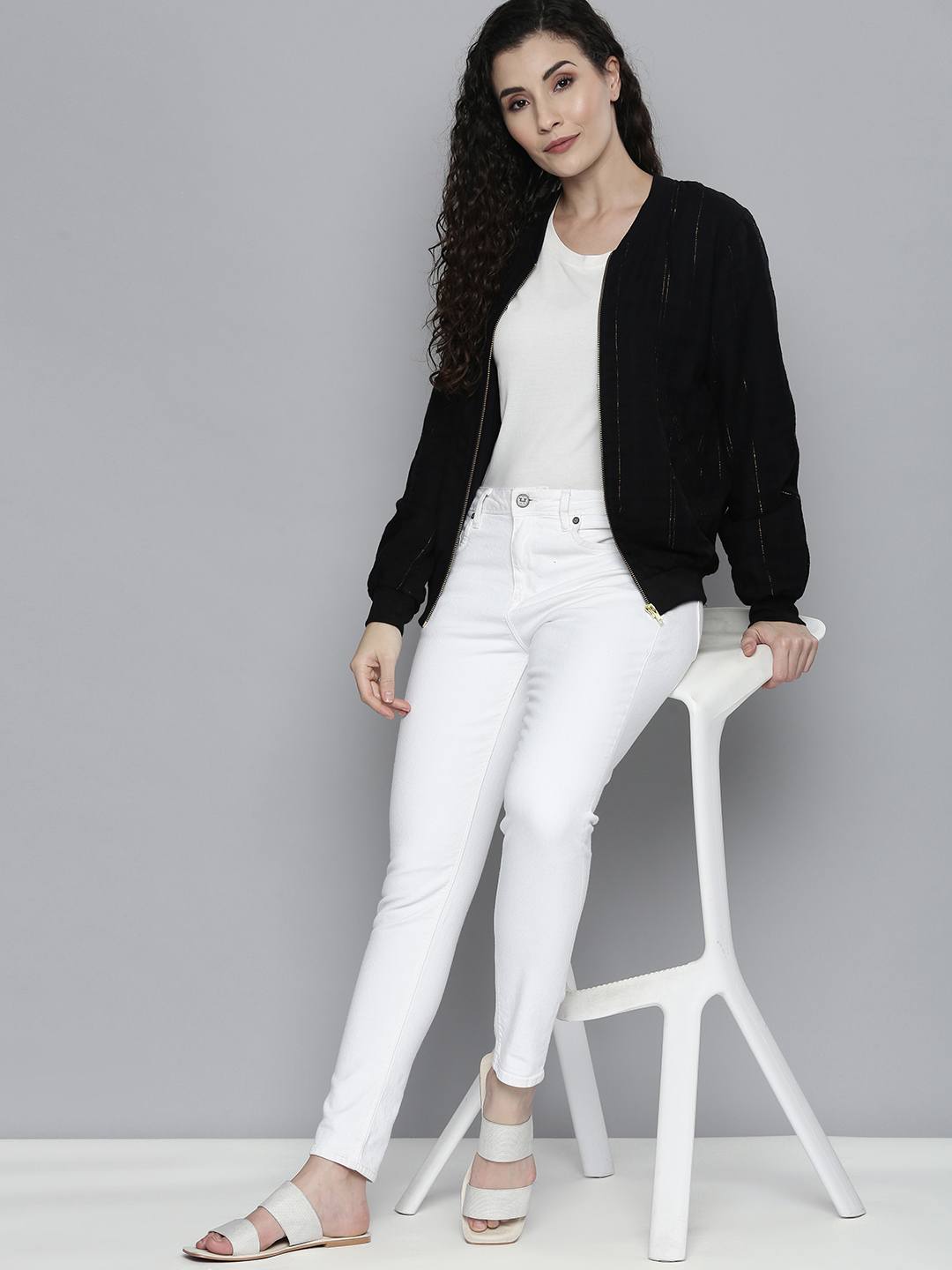 Textured Cotton Bomber Jacket