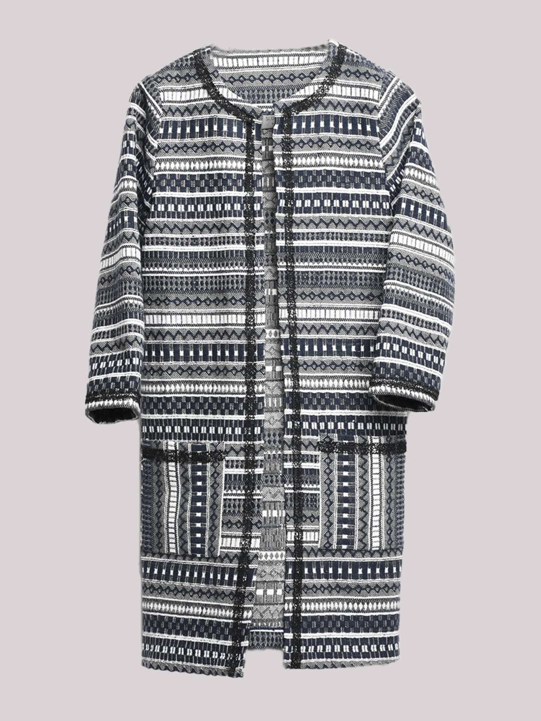 Cotton Jacquard Mid Length Over Coat