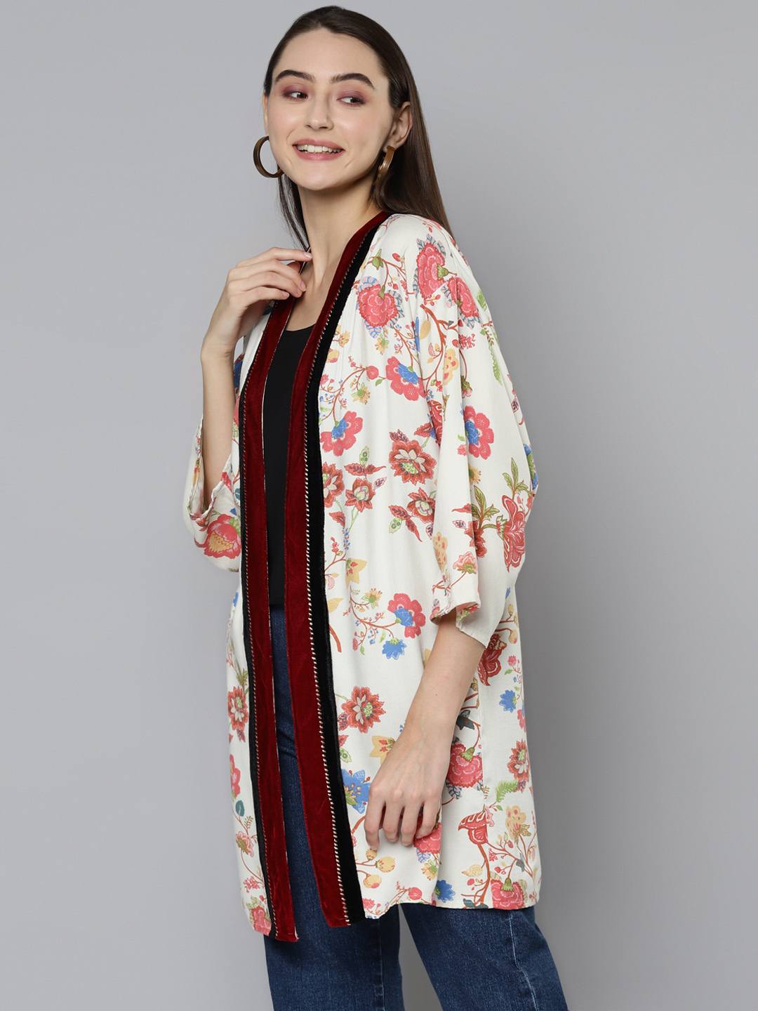 Printed Embroidered Shrug