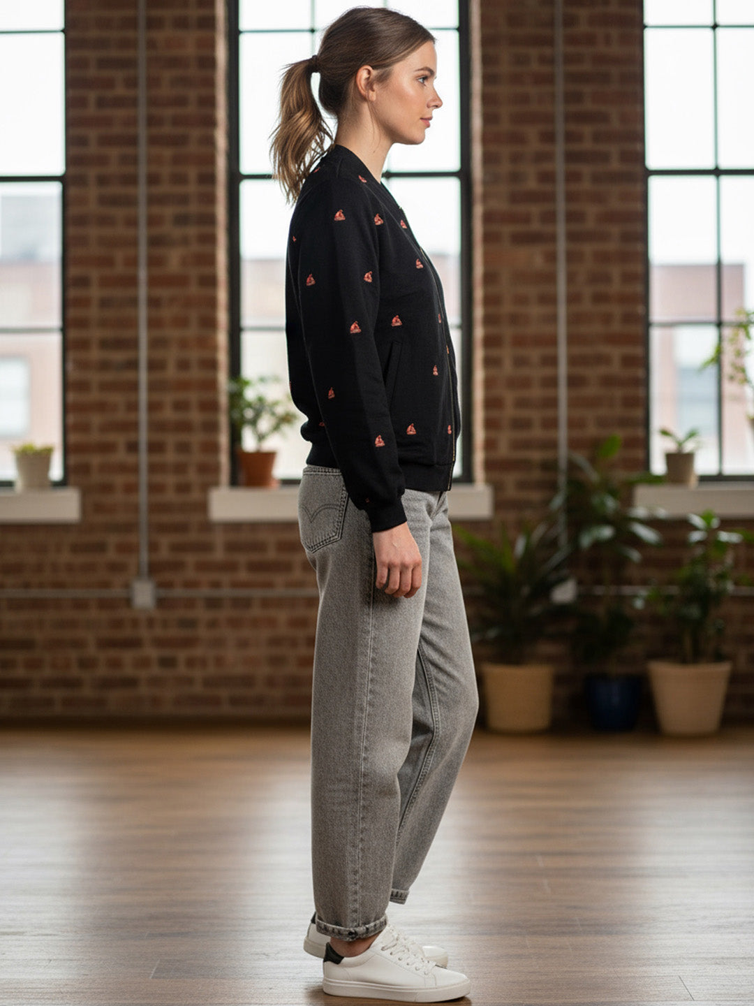 Embroidered Fleece Jacket.