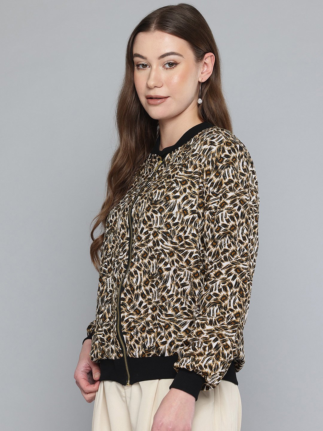 Printed Bomber jacket with embellishment