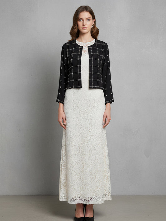 Hand embellished front open cover-up