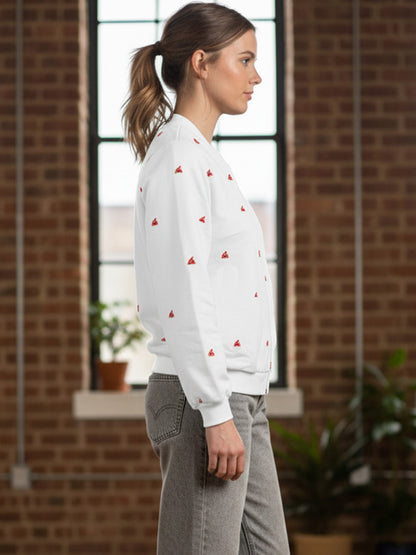 White Embroidered Fleece Jacket.