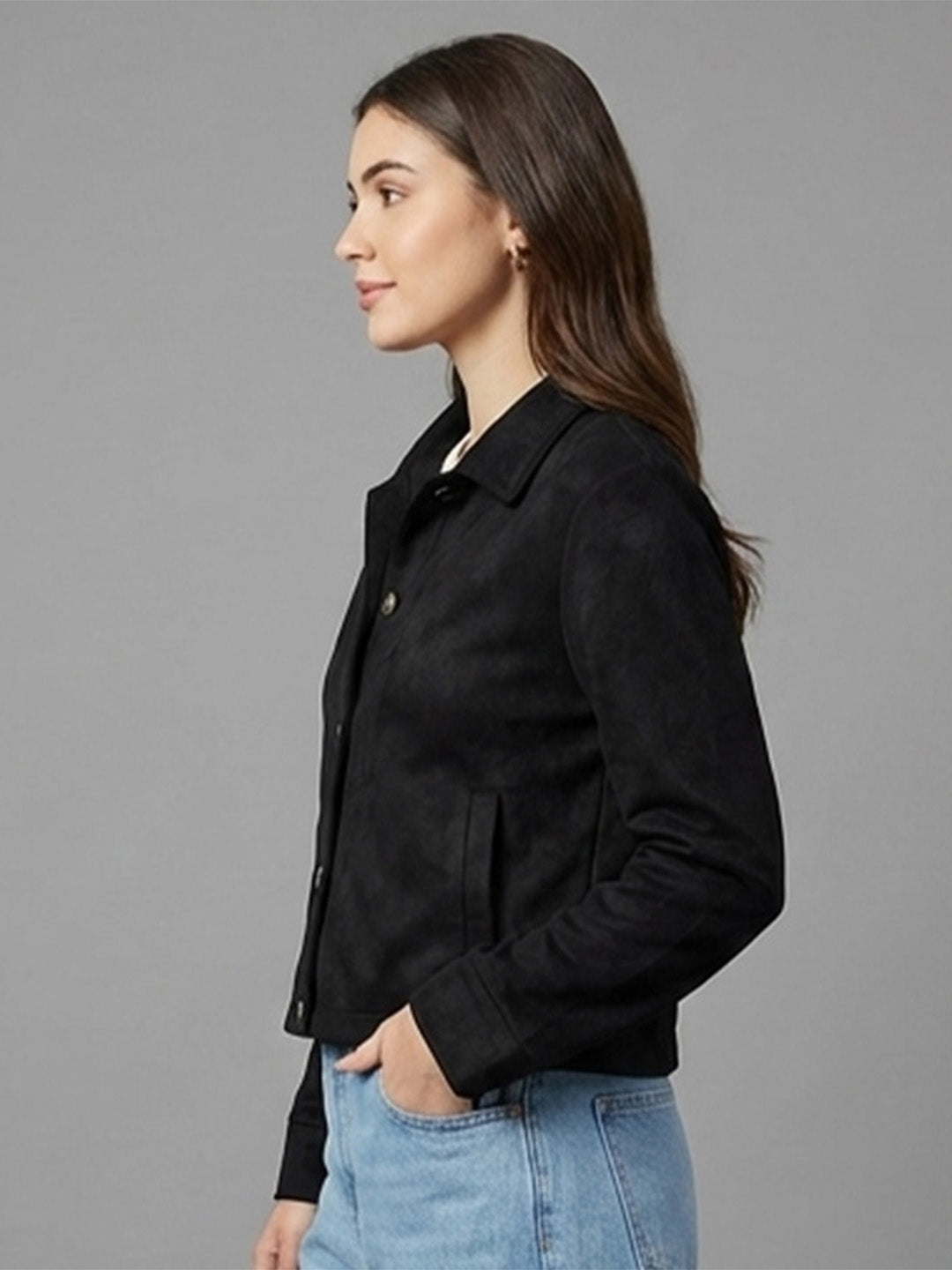 Black Faux Suede Jacket