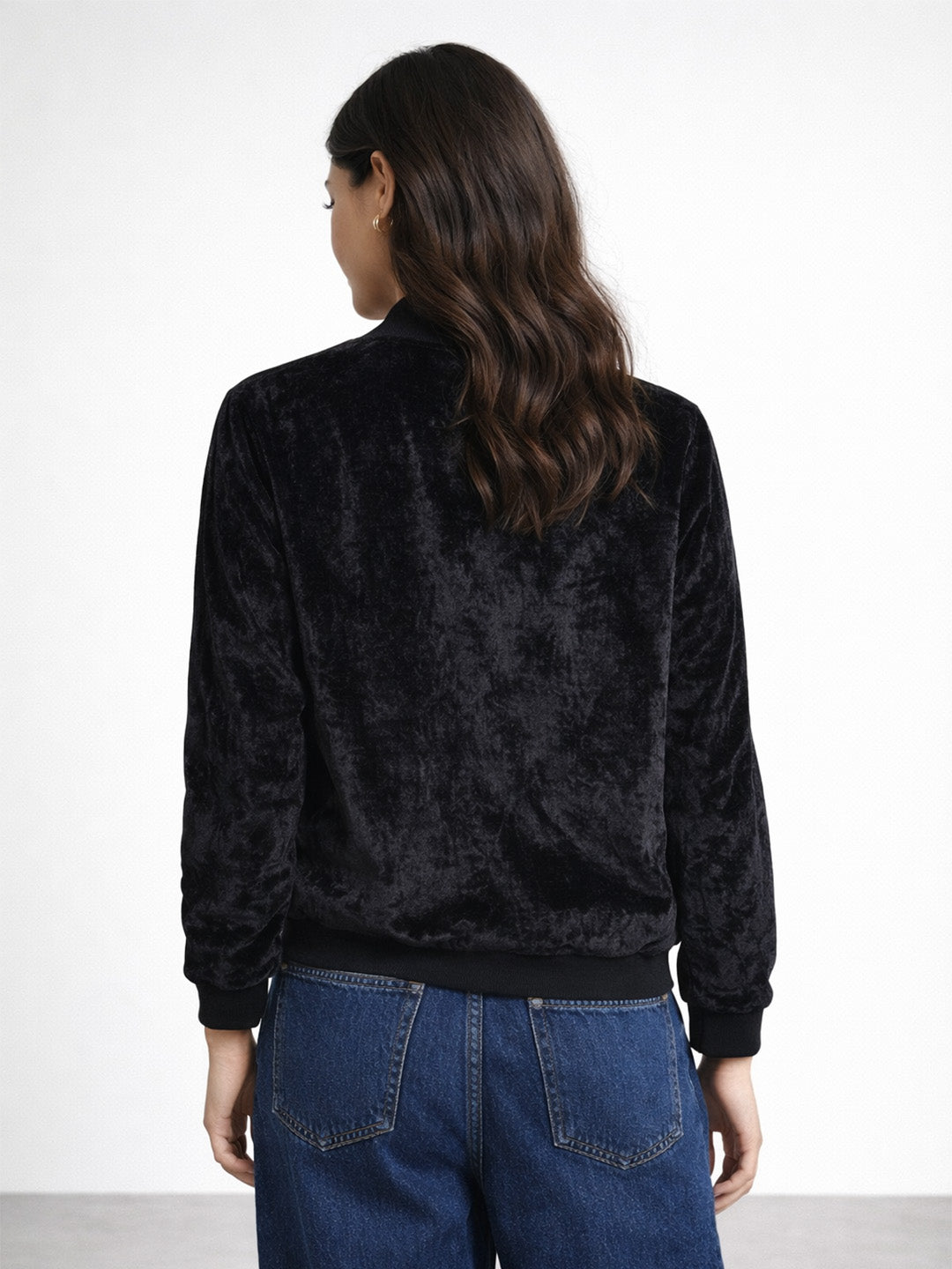 Embroidered Velvet Bomber Jacket.