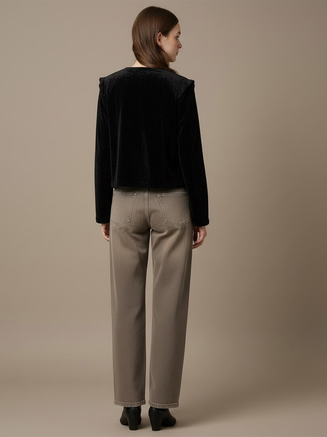 Front Open Velvet Short Shrug.