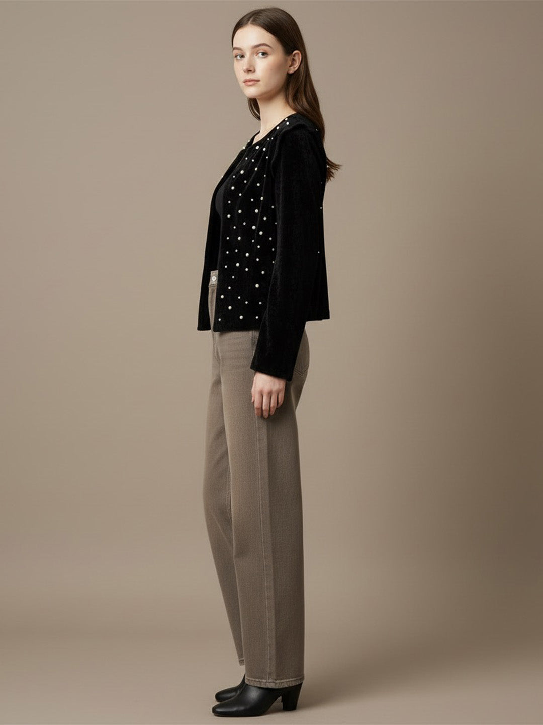 Front Open Velvet Short Shrug.