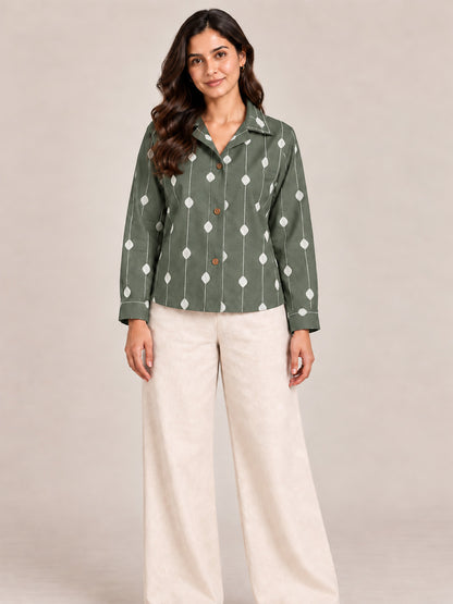 Embroidered Green Shacket