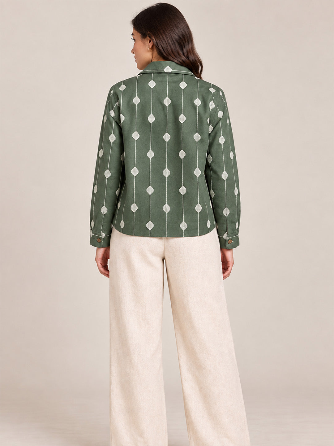 Embroidered Green Shacket