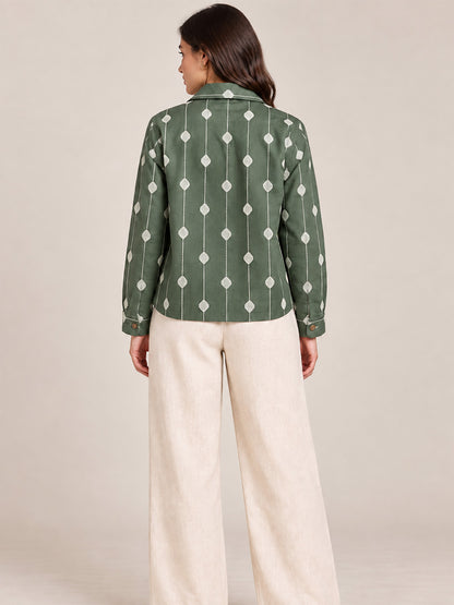 Embroidered Green Shacket