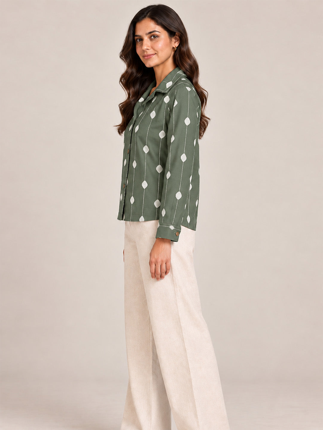 Embroidered Green Shacket