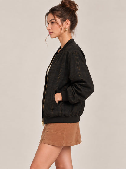 Textured Cotton Bomber Jacket