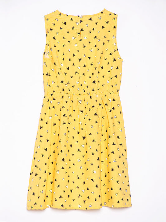 Sleevless Printed A-line Dress