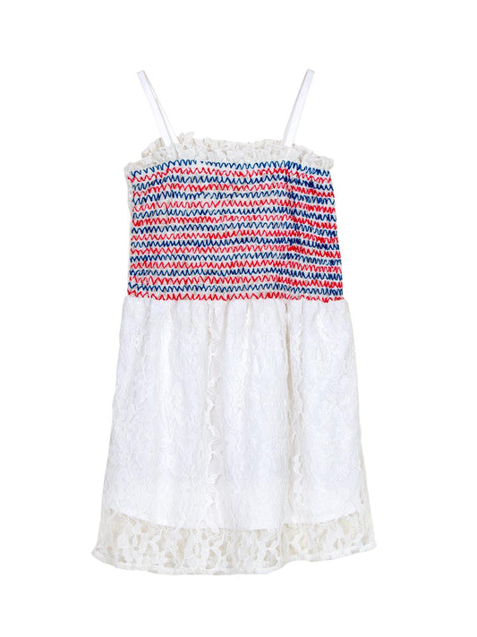 Multicolor Embroidered Strappy Lace Dress