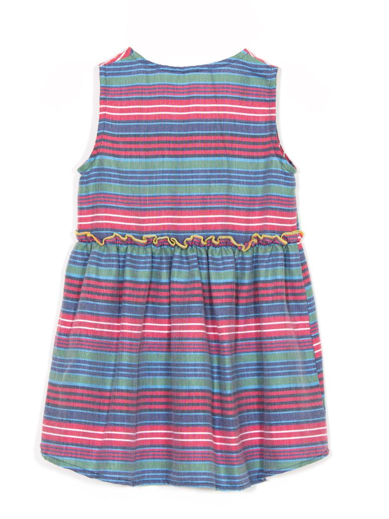 Scoup Multi Color Stripe Front Opened Button Dress