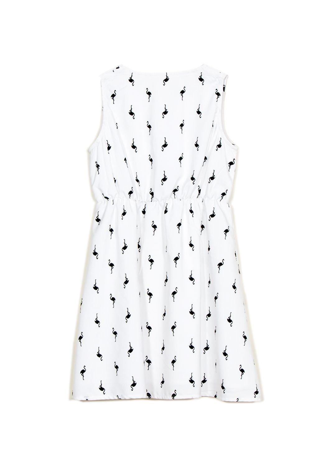 Flamingo Print sleeveless & Flare Dress