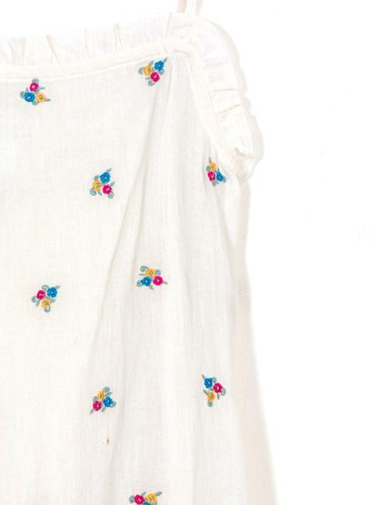Embroidered Smocked Strappy Dress