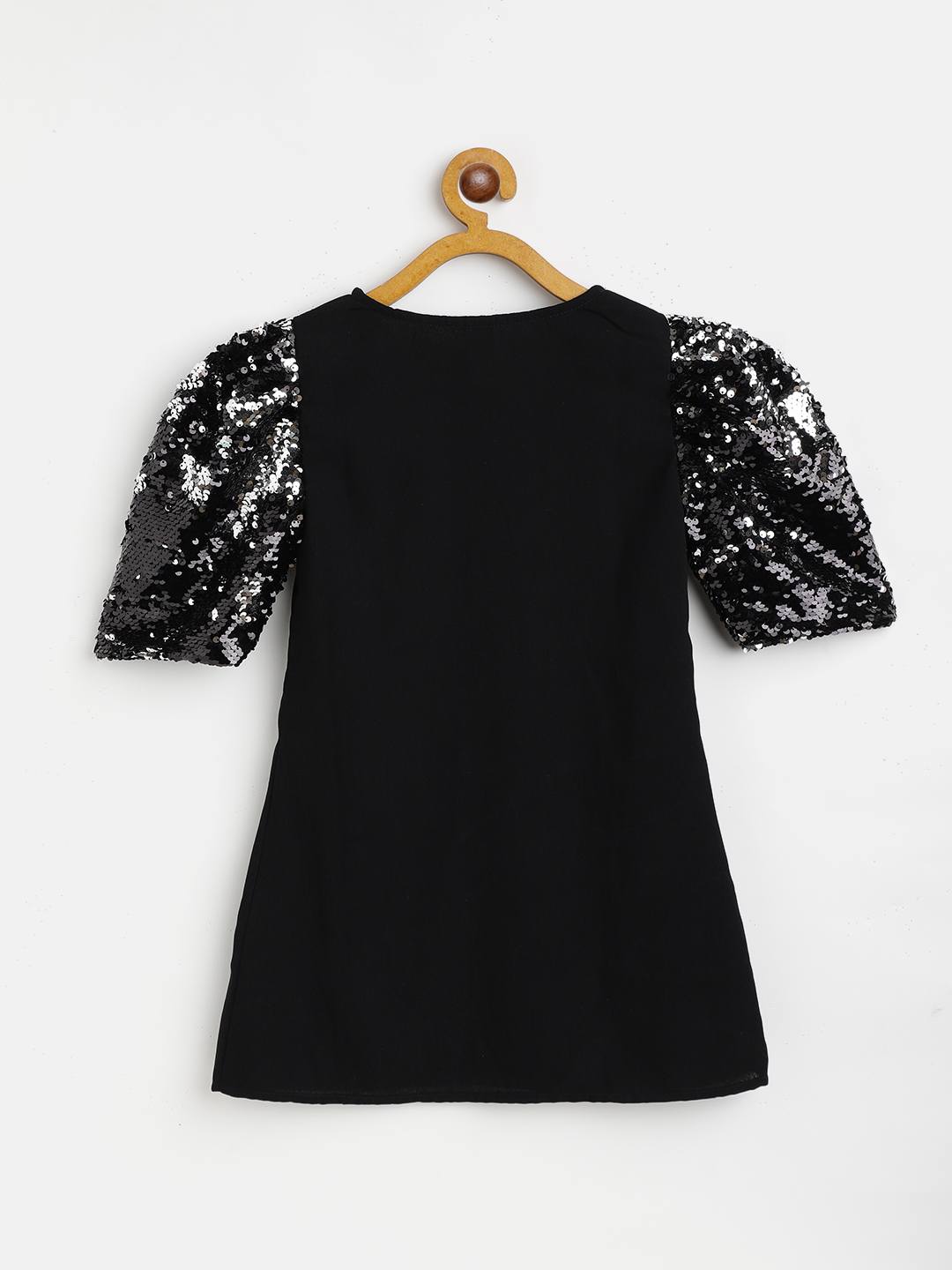 Sequined sleeves shift dress