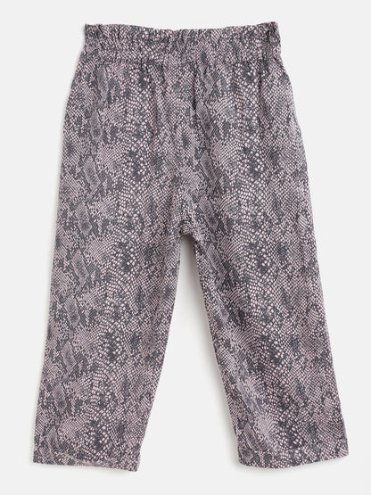 Printed Trouser with waist frill & side pockets