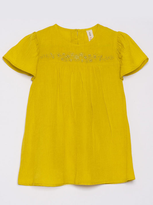 Yoke Embroidered yellow top