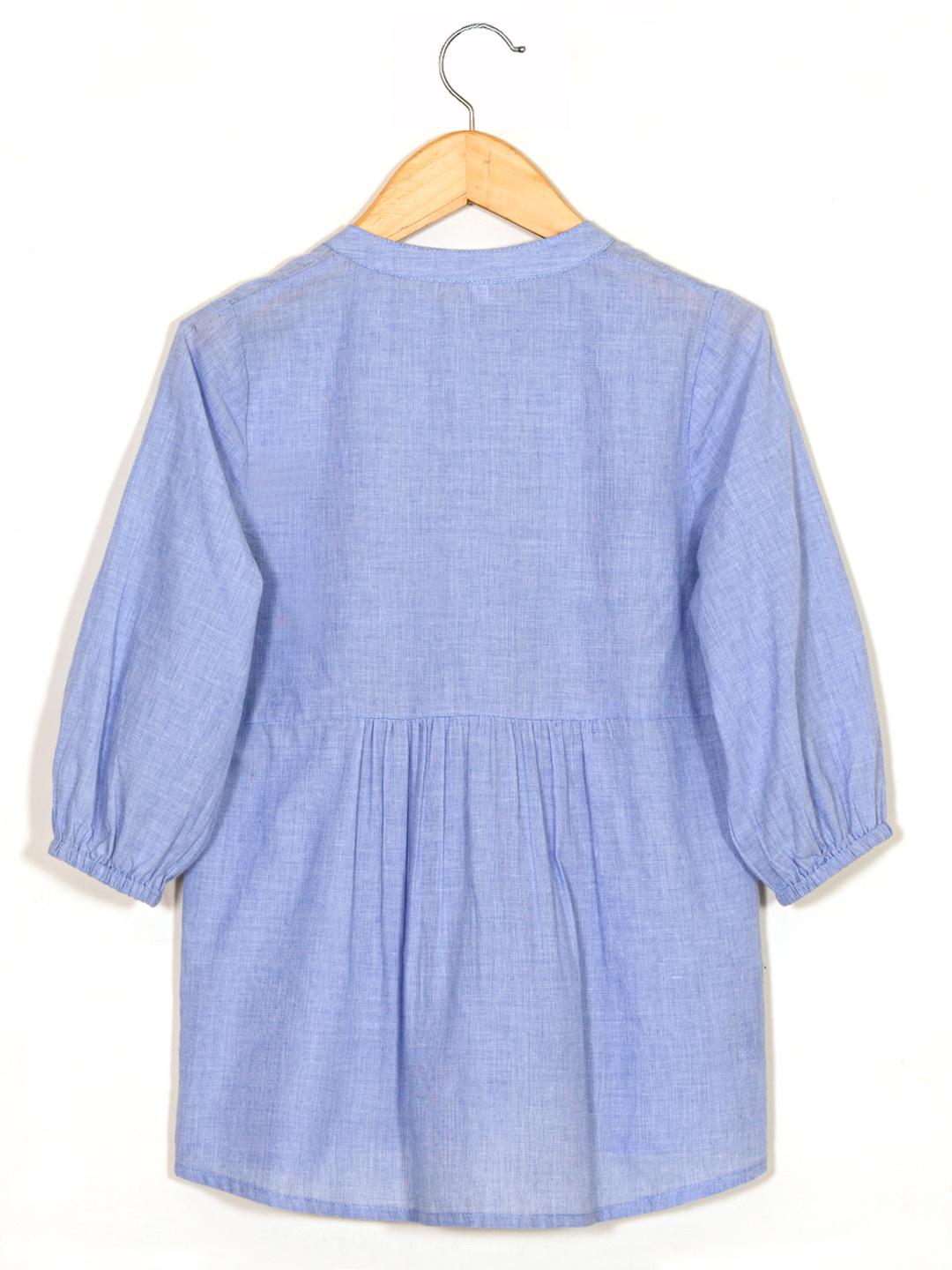 Cotton Chambray Embroidered Top