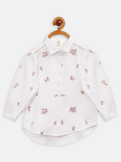 White embroidered cotton shirt