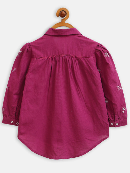 Scoup Burgundy embroidered cotton shirt