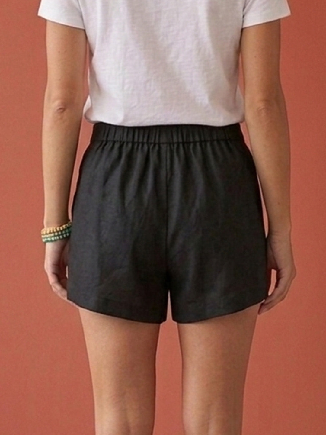 Cotton Linen Black Shorts