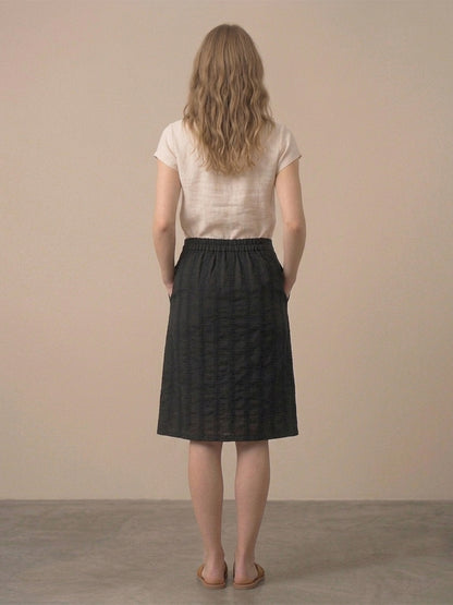 Black Dobby A-Line Skirt