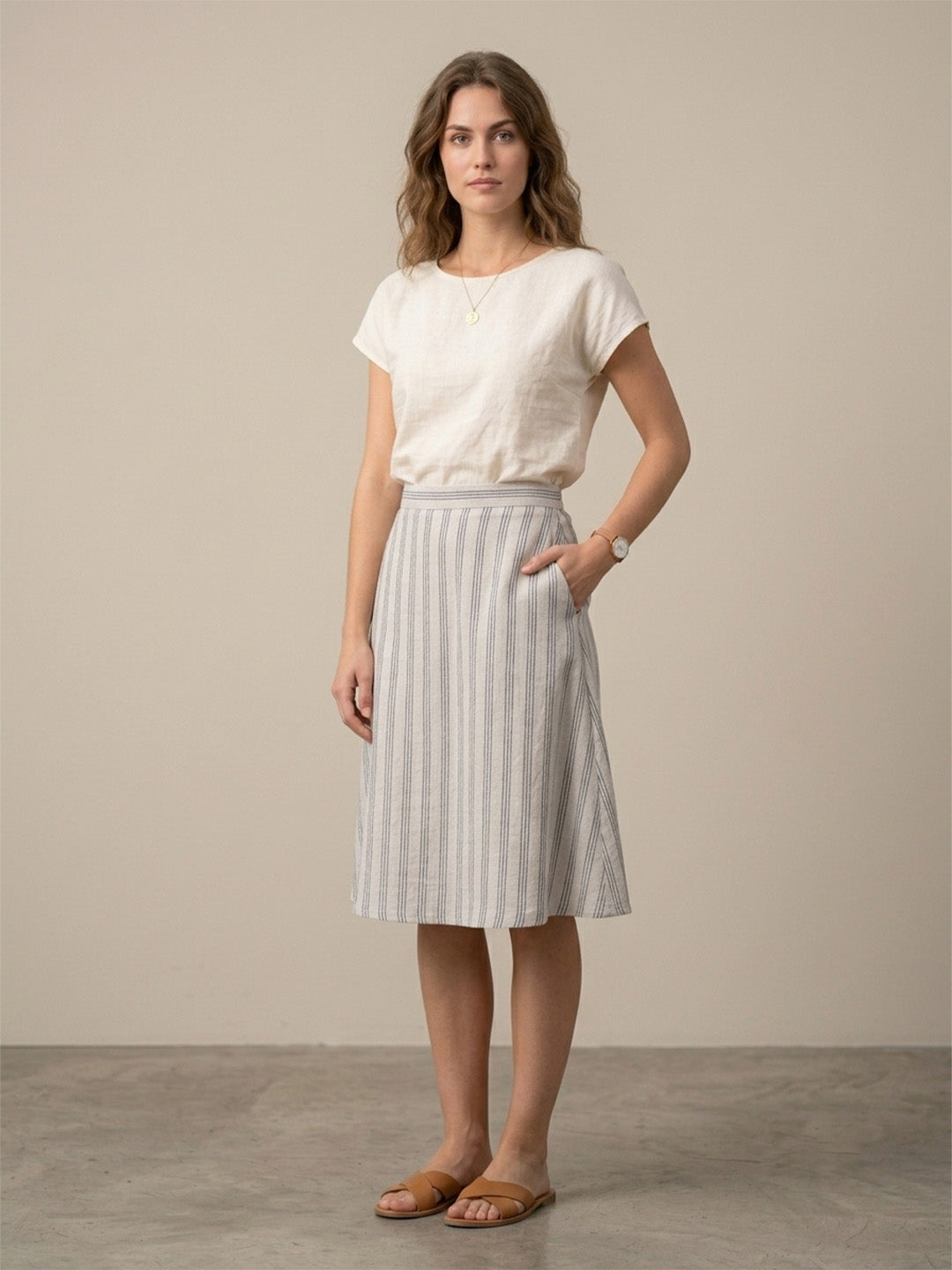 Stripped A-Line Skirt