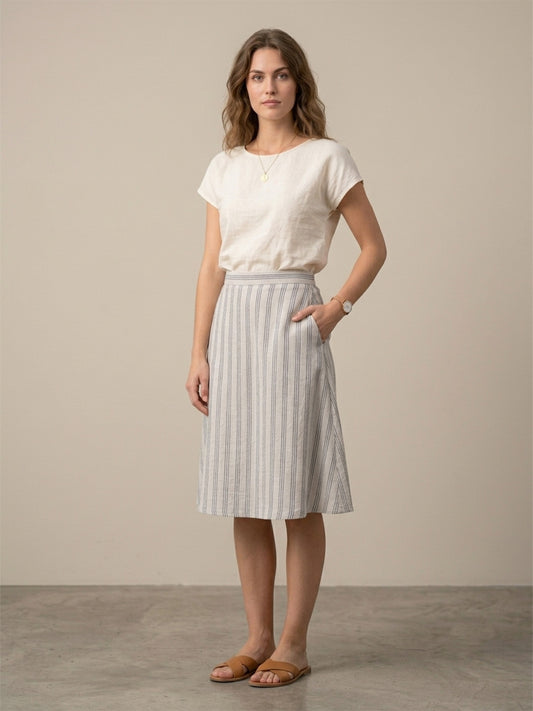 Stripped A-Line Skirt