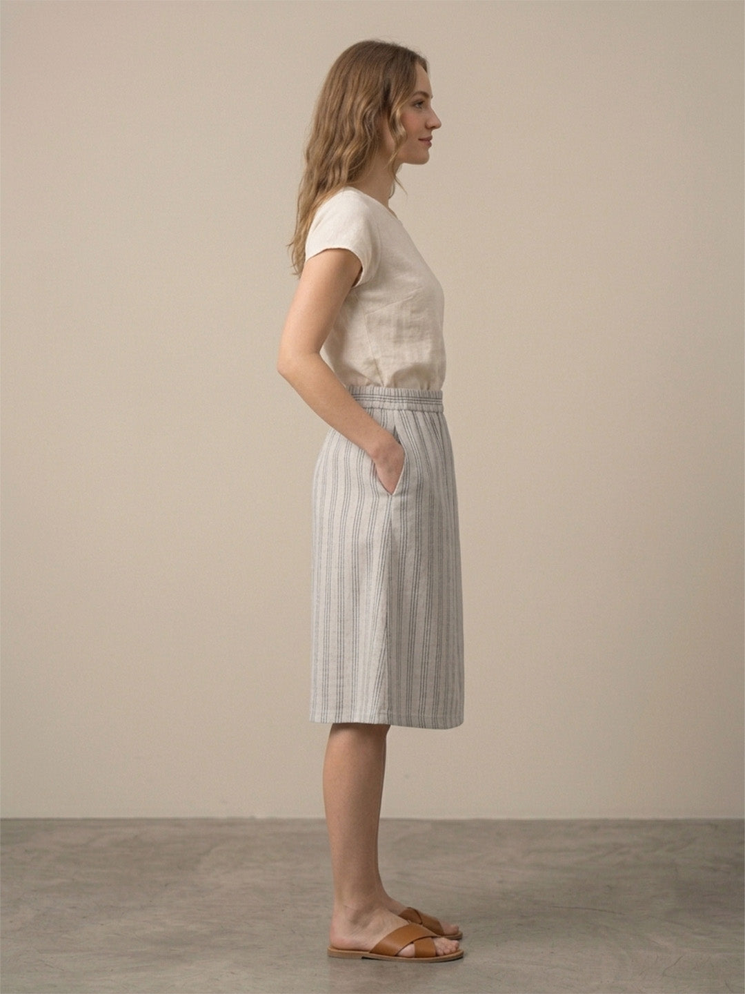 Stripped A-Line Skirt