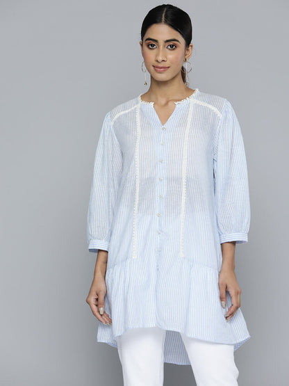 Scoup cotton-striped-lace-detailed-tunic-1