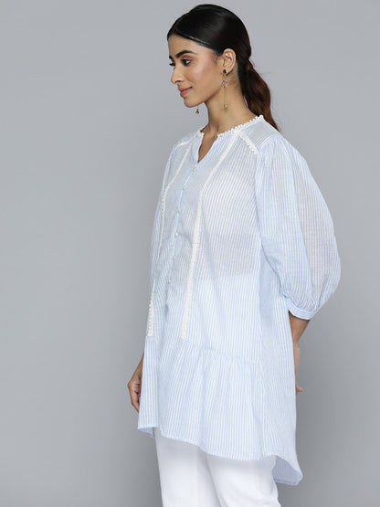 Cotton Striped Lace Detailed Tunic