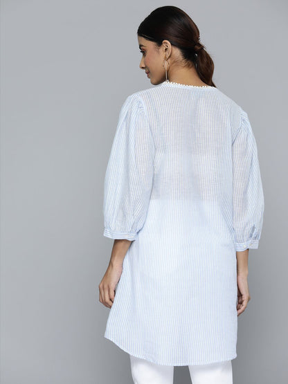 Cotton Striped Lace Detailed Tunic