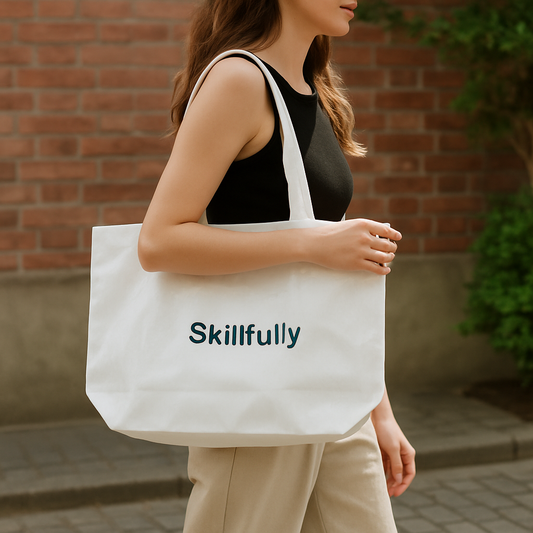 Glossy White Tote Bag-Skillfully Printed