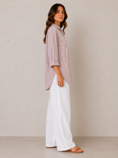 Embroidered stripe tunic